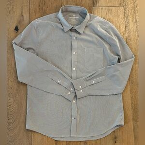 Mack Weldon Shirt Men Medium AirFlex Button Up Performance Seawool Navy Ticker